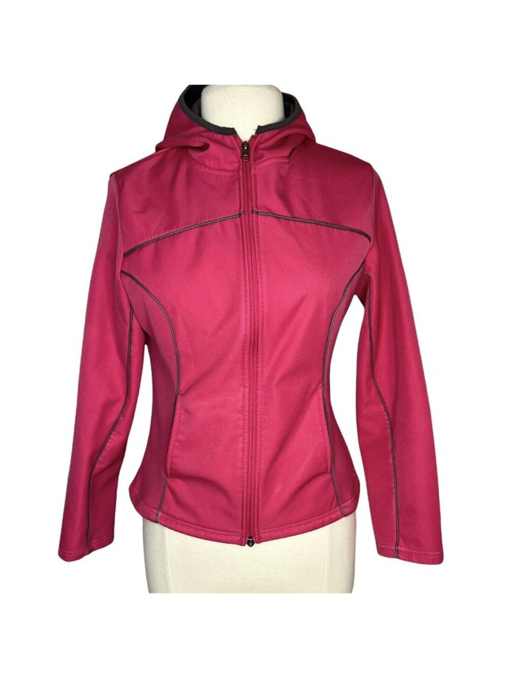 Champion Jacket Coat Front Zip Pockets Hood Womens Medium Pink